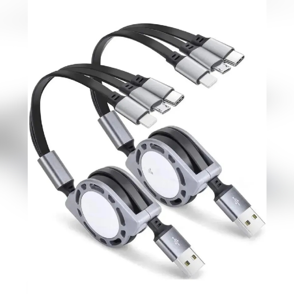 2️⃣-Pack 3-in-1 Retractable USB Fsst Charging Cable:iOS /Type-C/Micro-USB - Picture 10 of 10